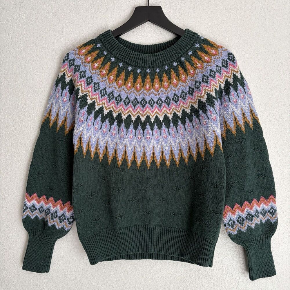 Sundance Fair Isle Sweater Size XS Green